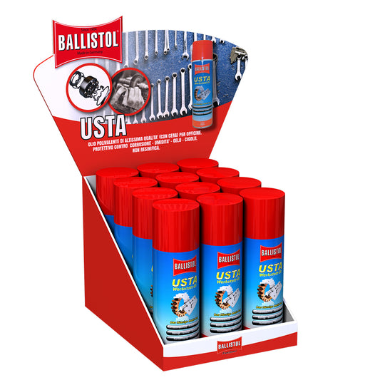 Espositore 12 pz Usta Olio per officina spray 200 ml