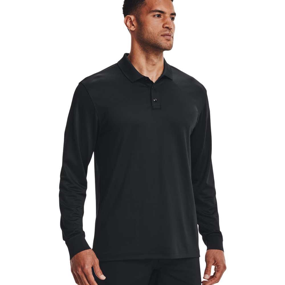 Polo UNDER ARMOUR a manica lunga nera - BASE UNDER GEAR indossata