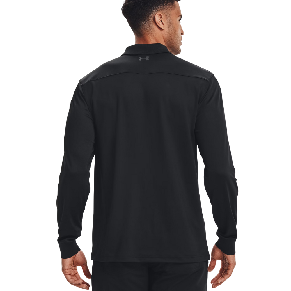Polo UNDER ARMOUR a manica lunga nera - BASE UNDER GEAR indossata retro